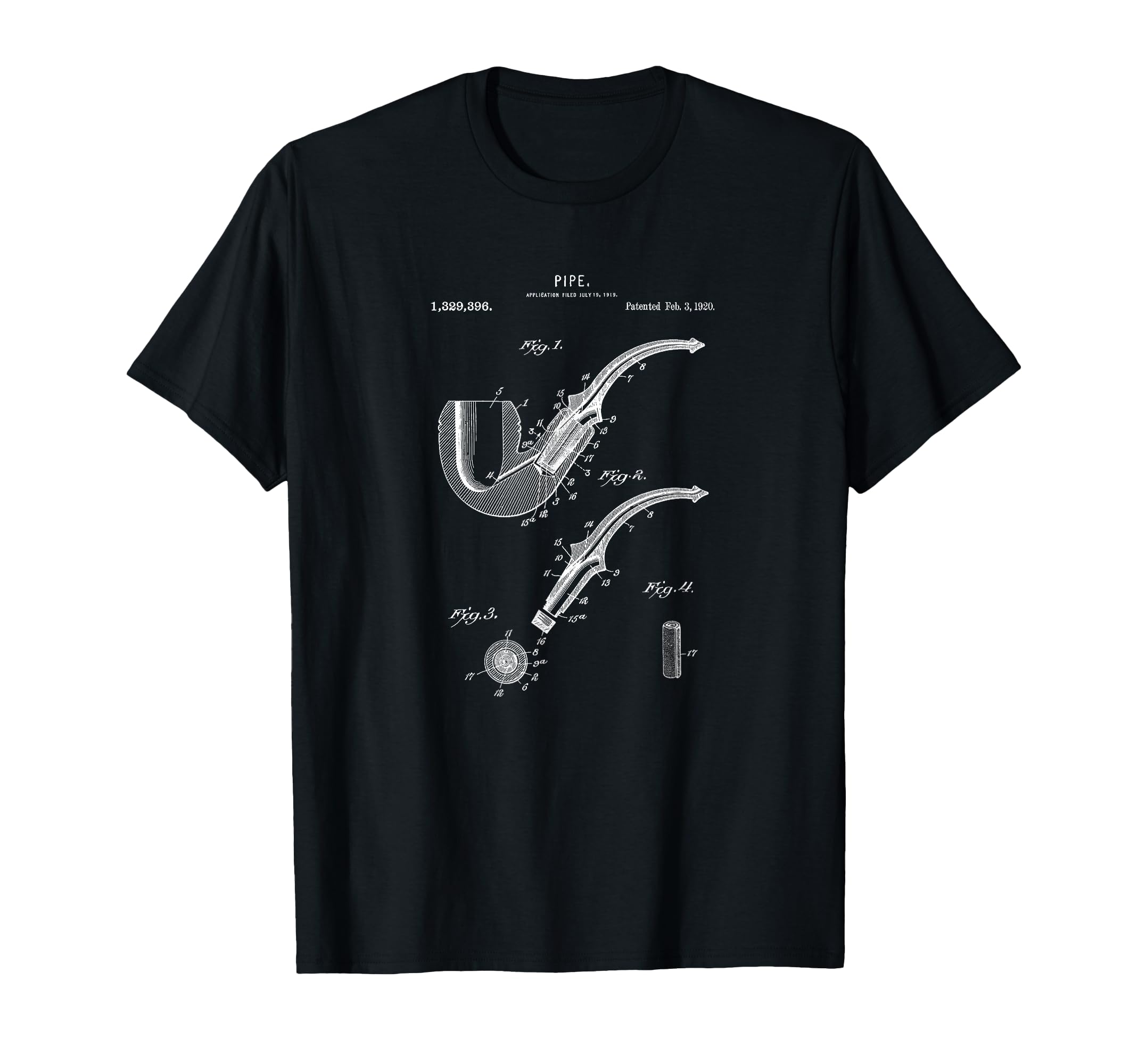 Smoking Pipe Blueprint Drawing Detective T-Shirt - Graphic Print Unisex - T-Shirt, Sweatshirt, Hoodie