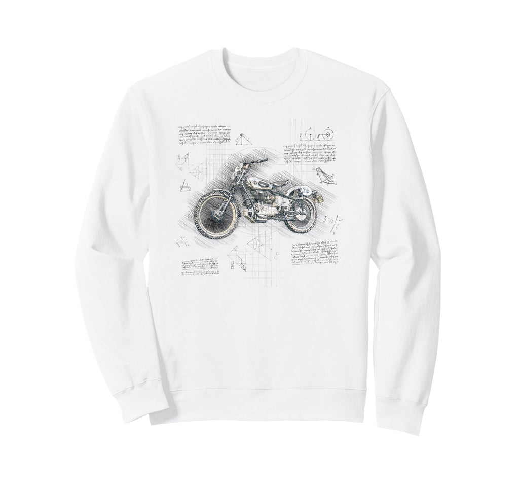 Motorbike Blueprint Motorcycle Bike Sweatshirt - Fun Novelty Design Unisex - T-Shirt, Sweatshirt, Hoodie