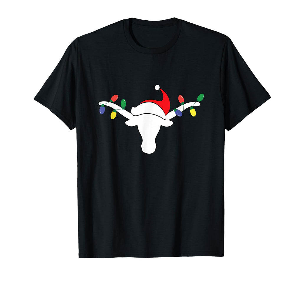 White Longhorn Lights Santa Hat Horn T-Shirt - Streetwear Style Men Women - T-Shirt, Sweatshirt, Hoodie