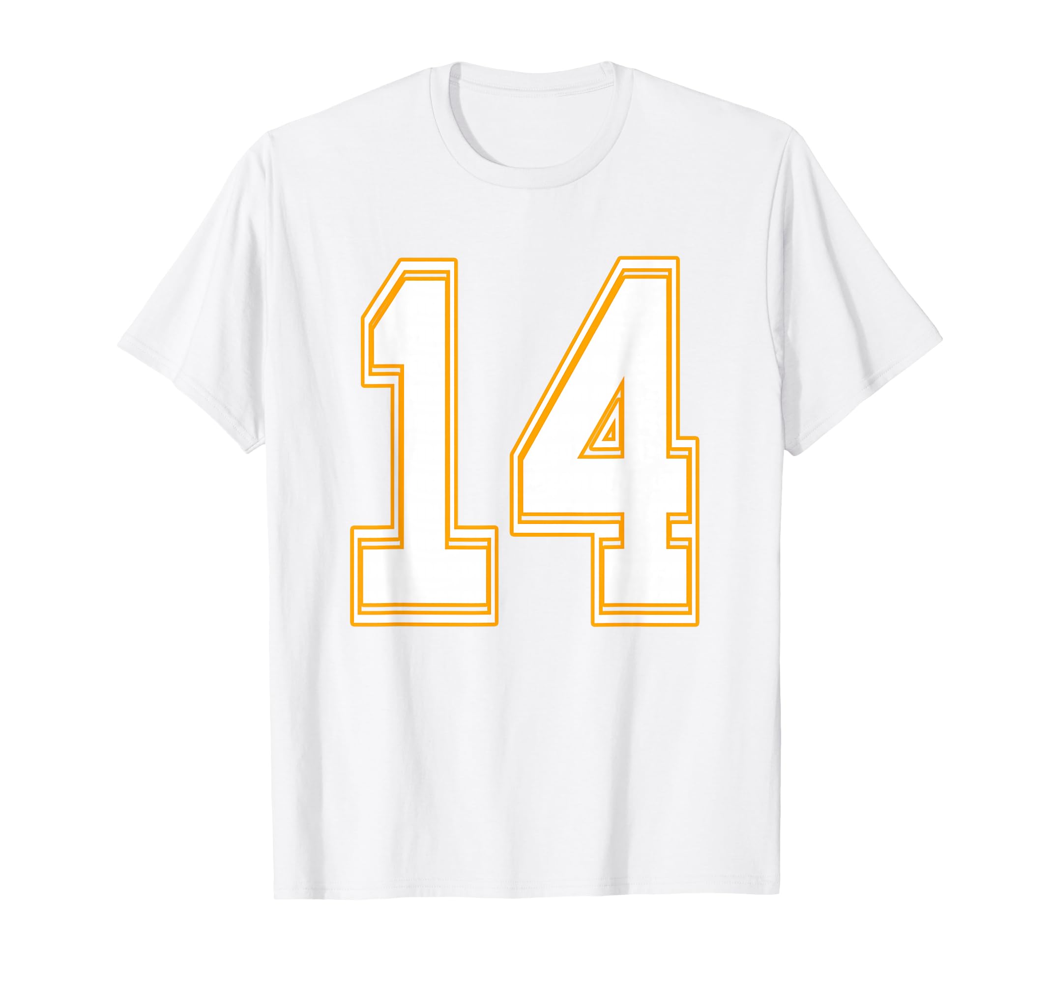 Number 14 Red Yellow White Football T-Shirt - Graphic Print Unisex - T-Shirt, Sweatshirt, Hoodie