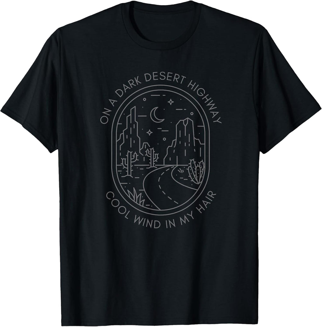 Desert Night Highway Road Succulent Cute Nature - Adult & Kids T-Shirts, Sweatshirts & Hoodies apparel design preview 1