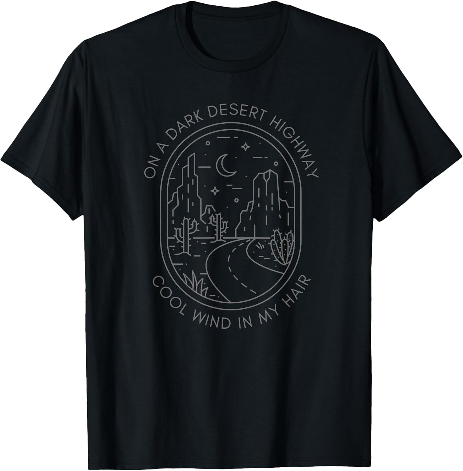 Desert Night Highway Road Succulent Cute Nature - Adult & Kids T-Shirts, Sweatshirts & Hoodies apparel design preview 1