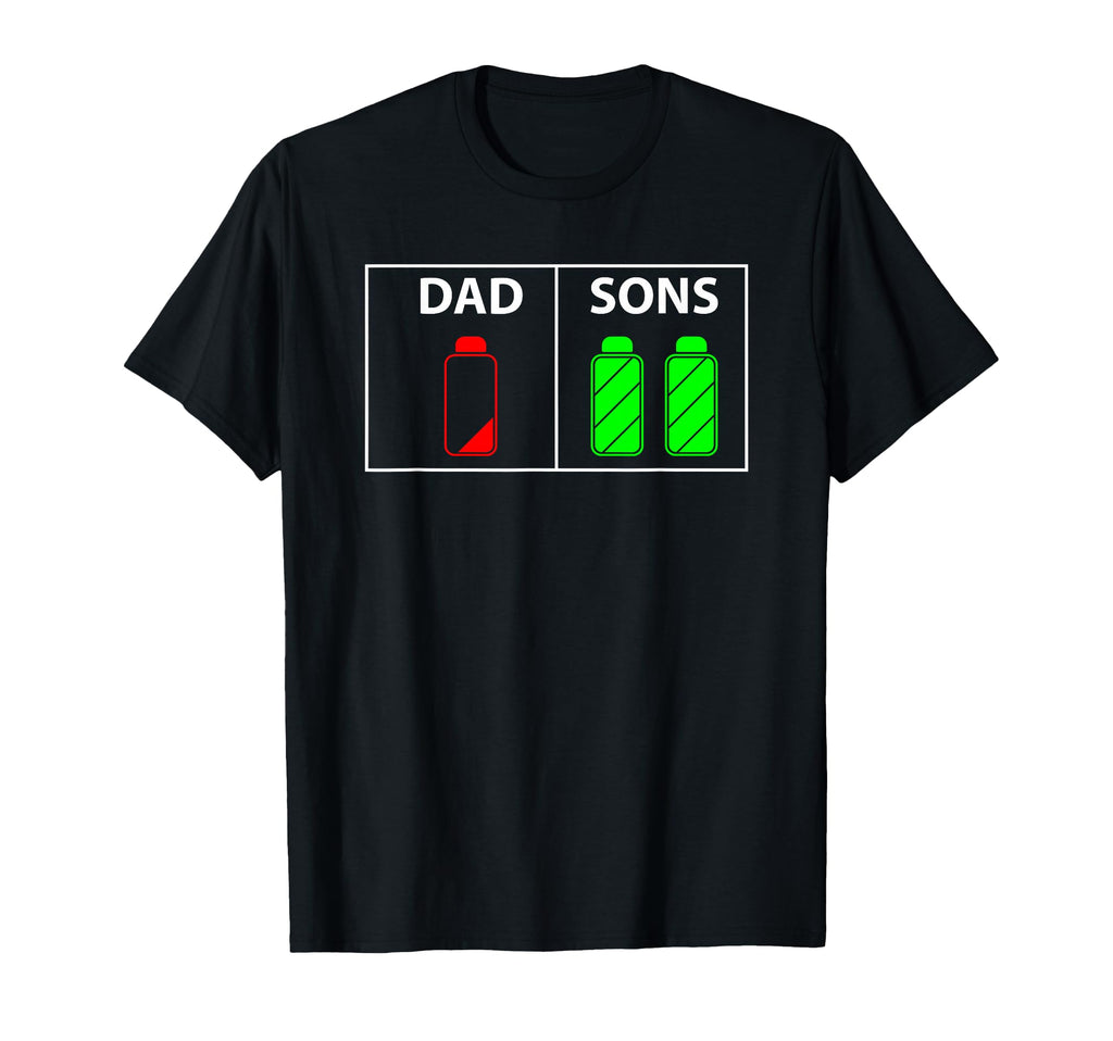 Low Battery Dad Two Sons Or Twin T-Shirt - Graphic Print for Adults - T-Shirt, Sweatshirt, Hoodie