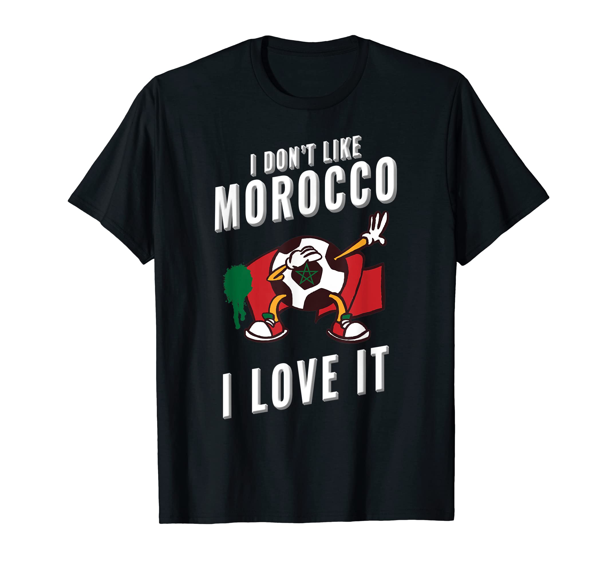 Morocco Soccer Supporters Fun Flag T-Shirt - Custom Art Print for Adults - T-Shirt, Sweatshirt, Hoodie