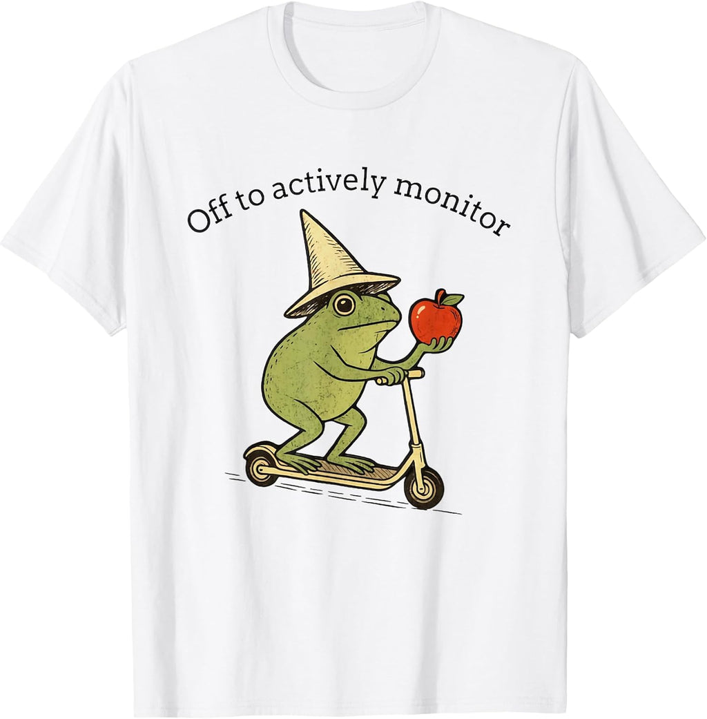 Off to Actively Monitor Funny Frog Scooter Teacher - Adult & Kids T-Shirts, Sweatshirts & Hoodies apparel design preview 1