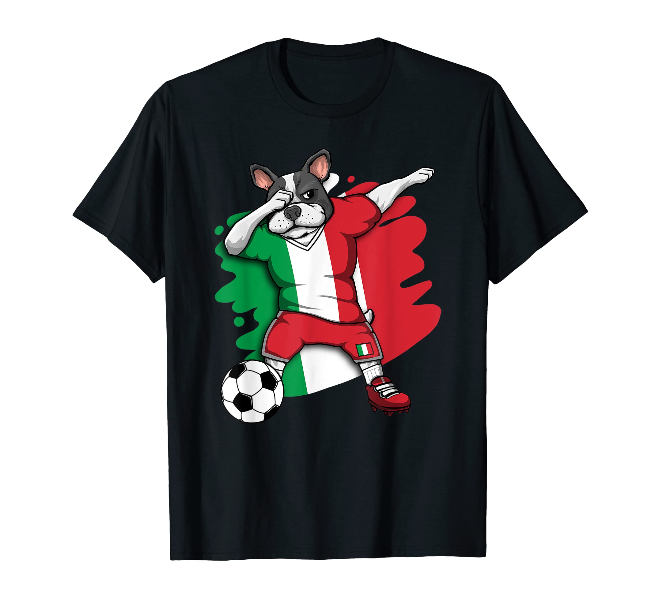 Dabbing French Bulldog Italy Soccer Fans T-Shirt - Graphic Print Unisex - T-Shirt, Sweatshirt, Hoodie