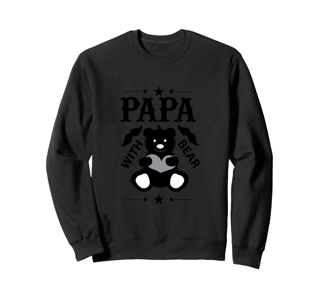 Papa Bear Mustache Teddy Dad Father Gift Hoodie - Novelty Apparel Unisex - T-Shirt, Sweatshirt, Hoodie