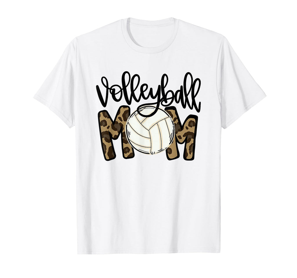 Volleyball Mom Leopard Funny Ball Mom T-Shirt - Minimalist Print Men Women - T-Shirt, Sweatshirt, Hoodie