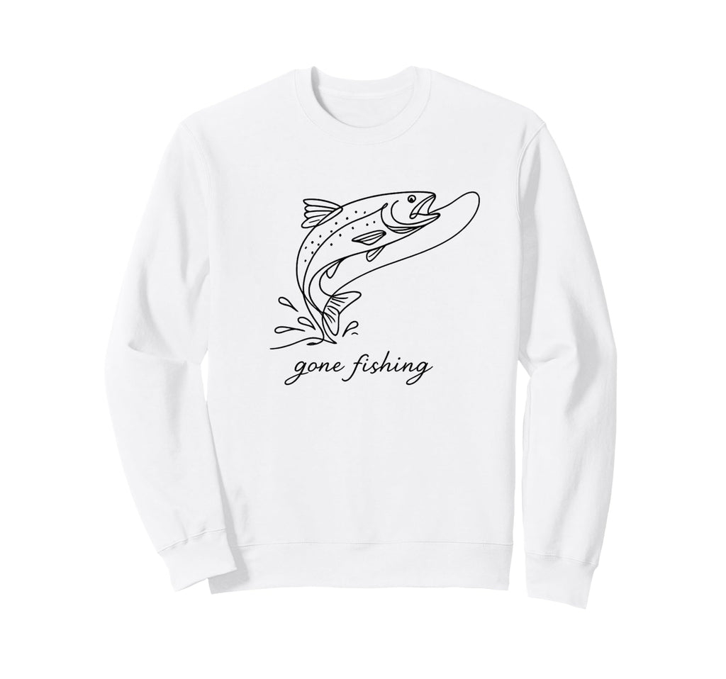 Gone Fishing Trout Line Art Sweatshirt - Aesthetic Graphic Unisex - T-Shirt, Sweatshirt, Hoodie