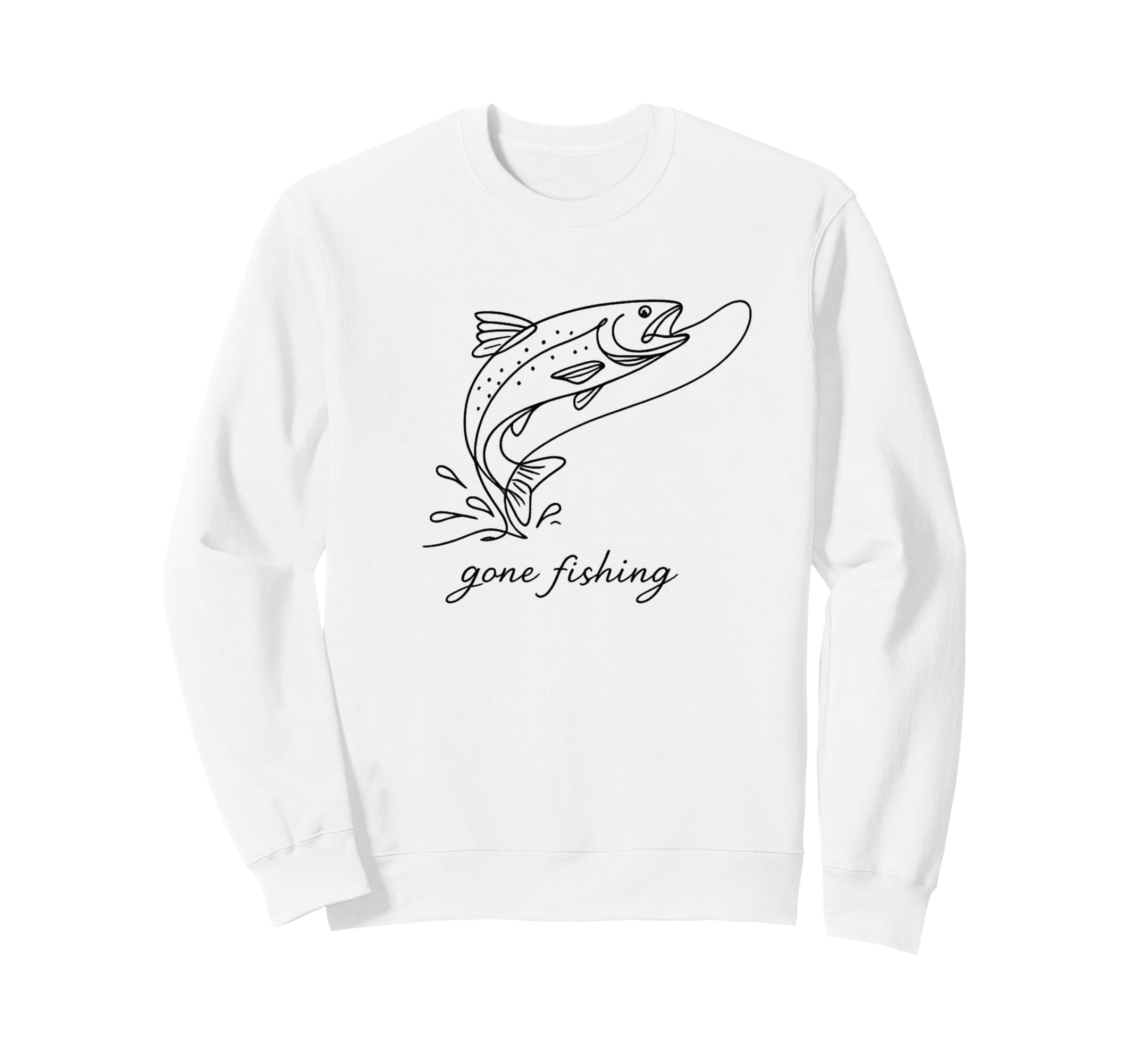 Gone Fishing Trout Line Art Sweatshirt - Aesthetic Graphic Unisex - T-Shirt, Sweatshirt, Hoodie