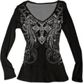 Women's Rhinestone Graphic Y2K Gothic V Neck 2000s - Adult & Kids T-Shirts, Sweatshirts & Hoodies apparel design preview 1
