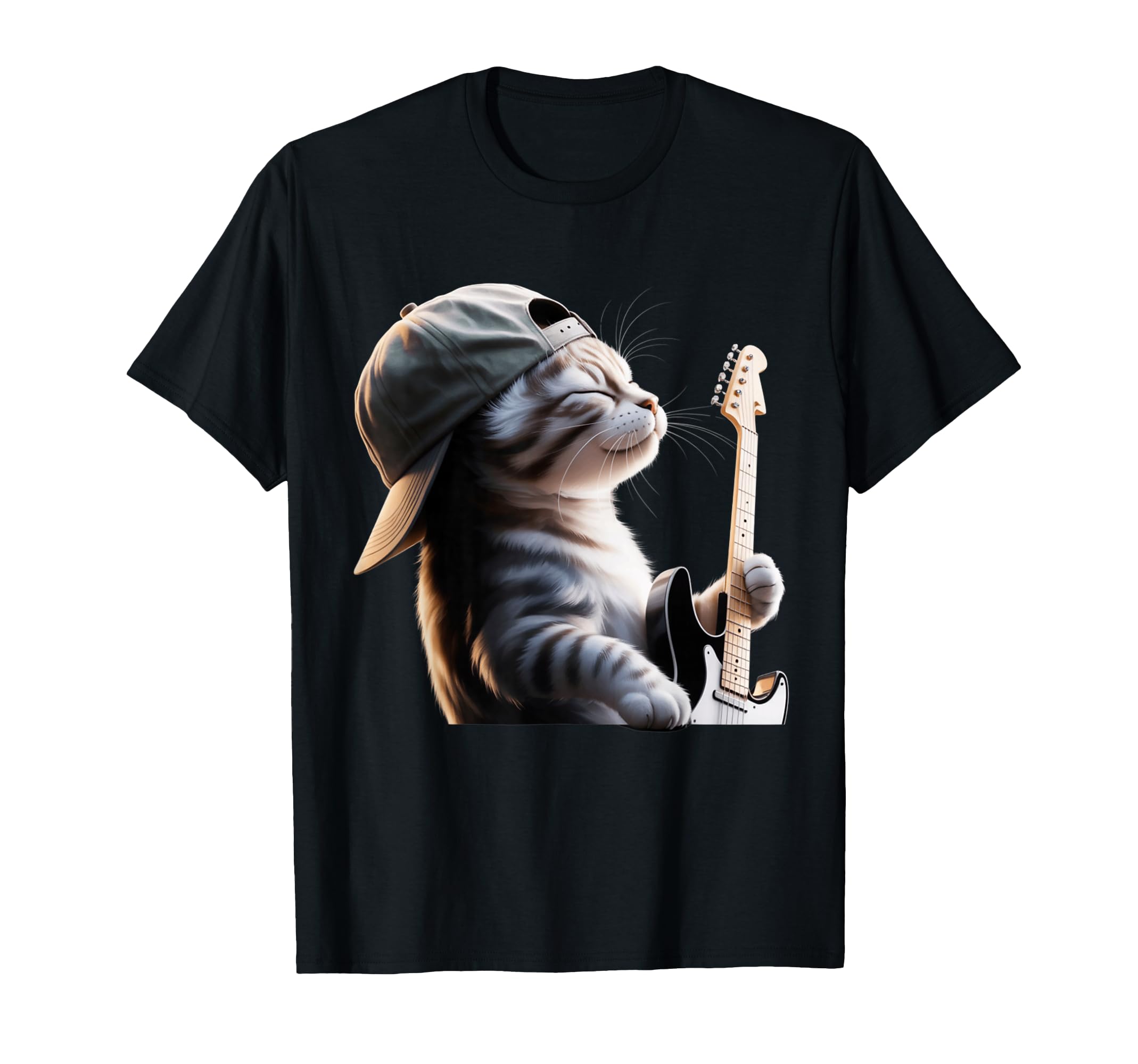 Funny Cat Playing Guitar Electric T-Shirt - Unique Graphic Men Women - T-Shirt, Sweatshirt, Hoodie