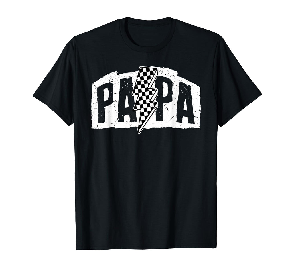 Groovy Papa Checkered Lightning Bolt T-Shirt - Custom Art Print Men Women - T-Shirt, Sweatshirt, Hoodie