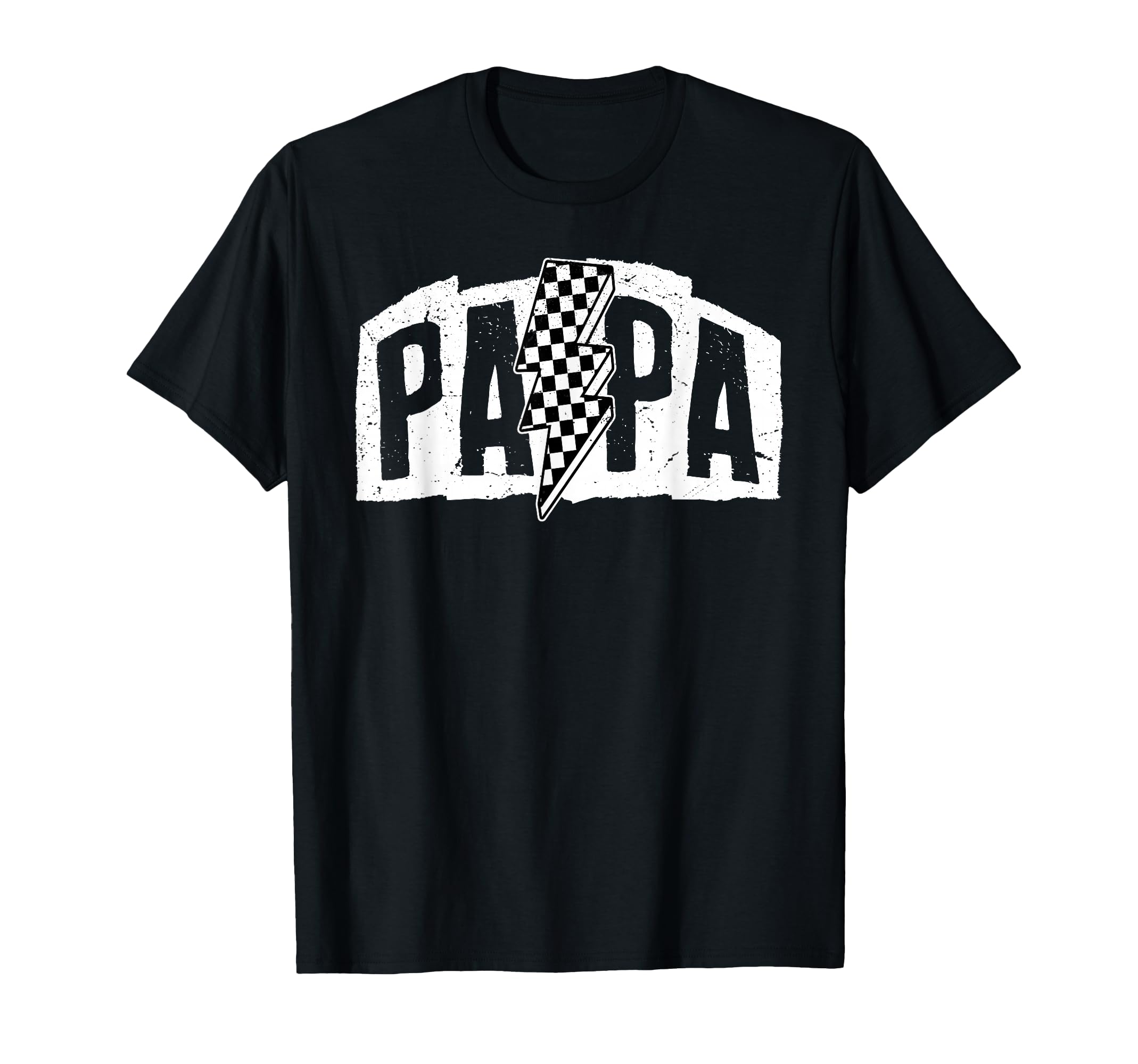 Groovy Papa Checkered Lightning Bolt T-Shirt - Custom Art Print Men Women - T-Shirt, Sweatshirt, Hoodie