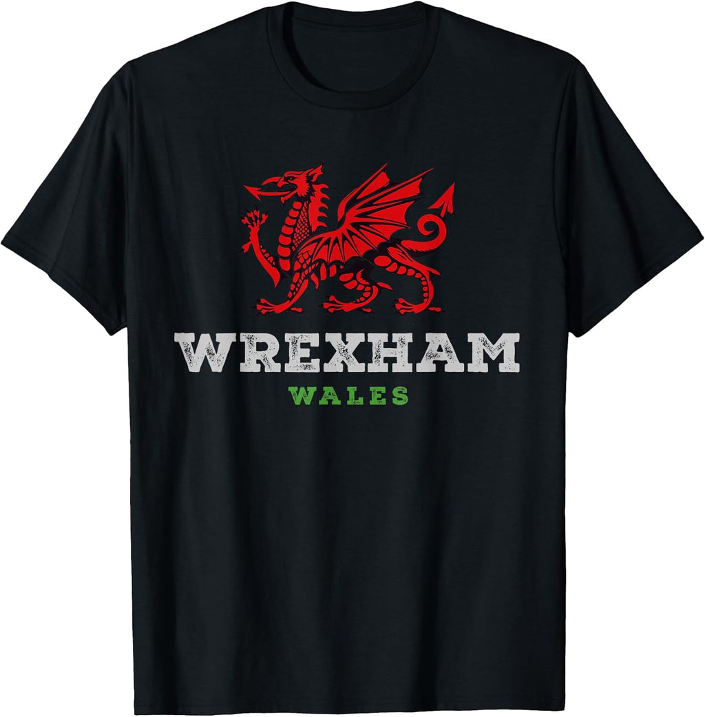 Wrexham Wales Welsh Dragon Flag Vintage - Adult & Kids T-Shirts, Sweatshirts & Hoodies apparel design preview 1