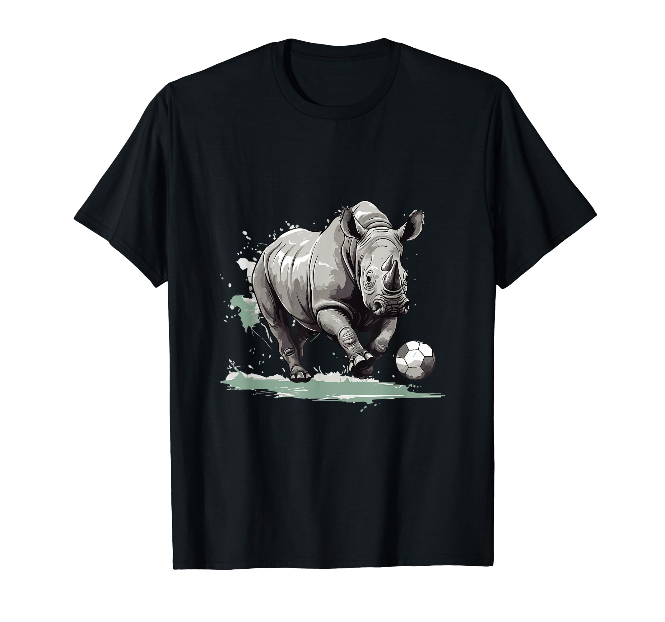 Rhino Playing Soccer Funny Animal T-Shirt - Casual Everyday Wear Unisex - T-Shirt, Sweatshirt, Hoodie