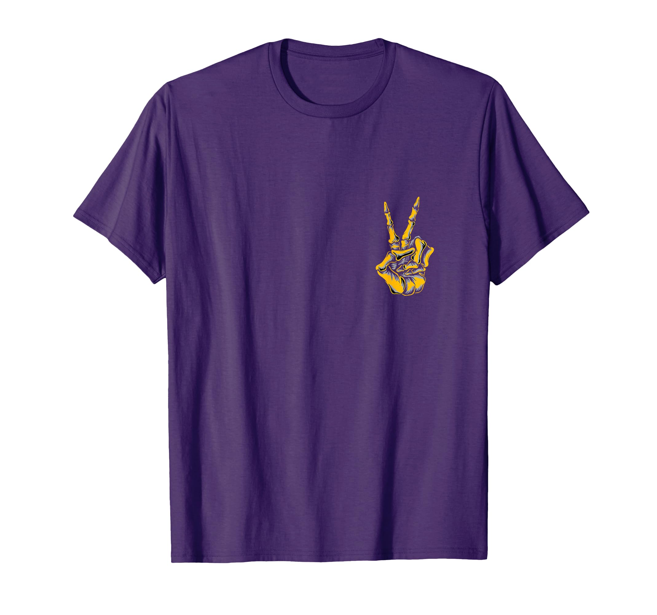Purple And Golds Peace Skeleton Hand T-Shirt - Trendy Graphic for Adults - T-Shirt, Sweatshirt, Hoodie