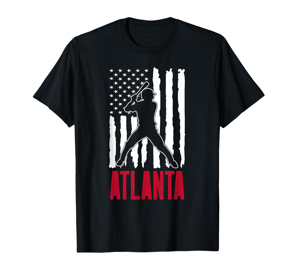 Atlanta American Flag Distressed T-Shirt - Fun Novelty Design Unisex - T-Shirt, Sweatshirt, Hoodie