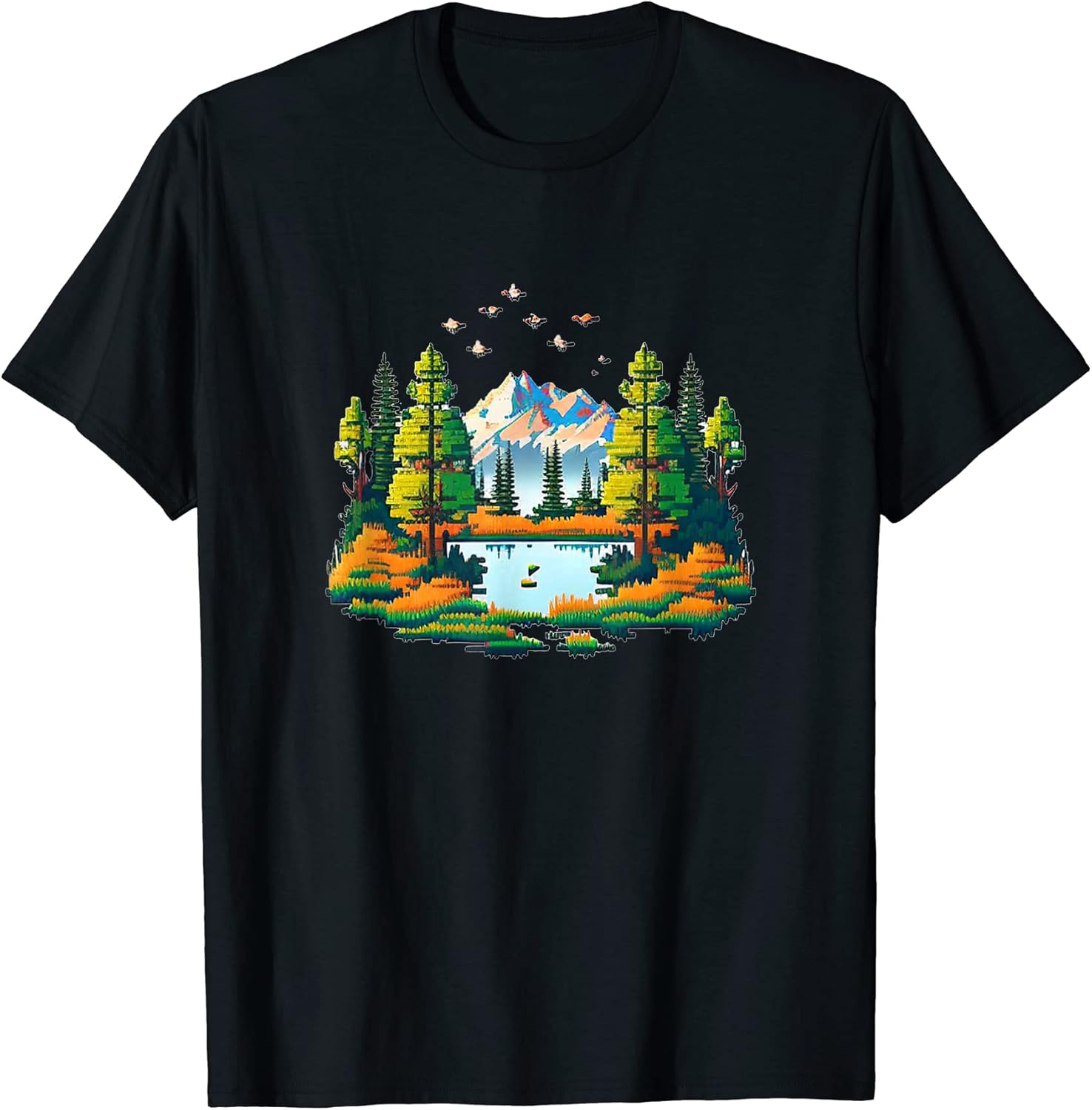Nature Camping Landscape Pixel Art - Adult & Kids T-Shirts, Sweatshirts & Hoodies apparel design preview 1