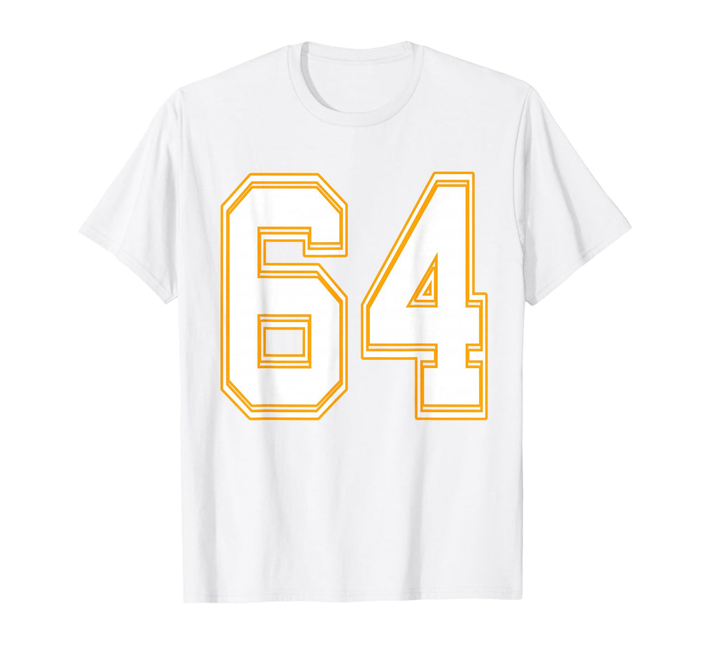 Number 64 Red Yellow White T-Shirt - Casual Everyday Wear Men Women - T-Shirt, Sweatshirt, Hoodie