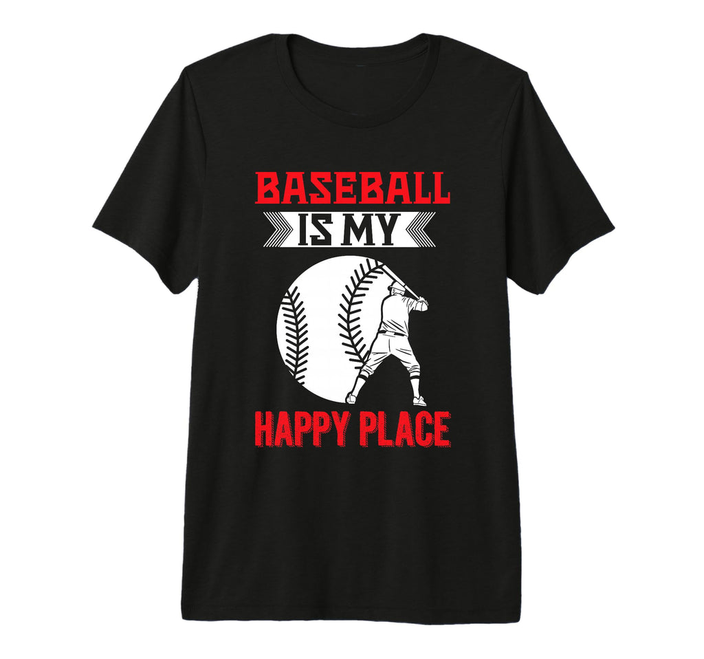 Baseball Is My Happy Place Baseball T-Shirt - Minimalist Print for Adults - T-Shirt, Sweatshirt, Hoodie