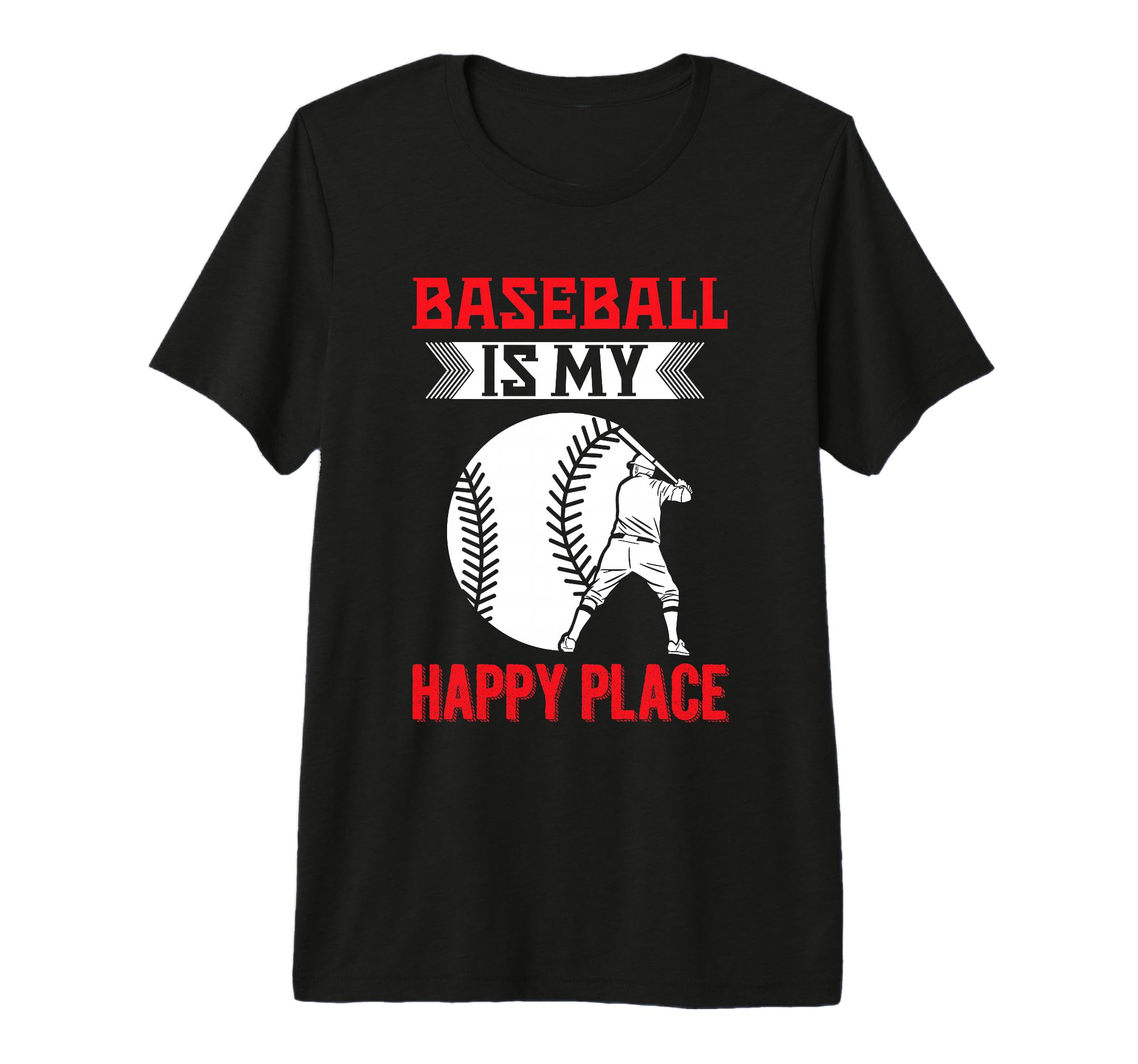Baseball Is My Happy Place Baseball T-Shirt - Minimalist Print for Adults - T-Shirt, Sweatshirt, Hoodie