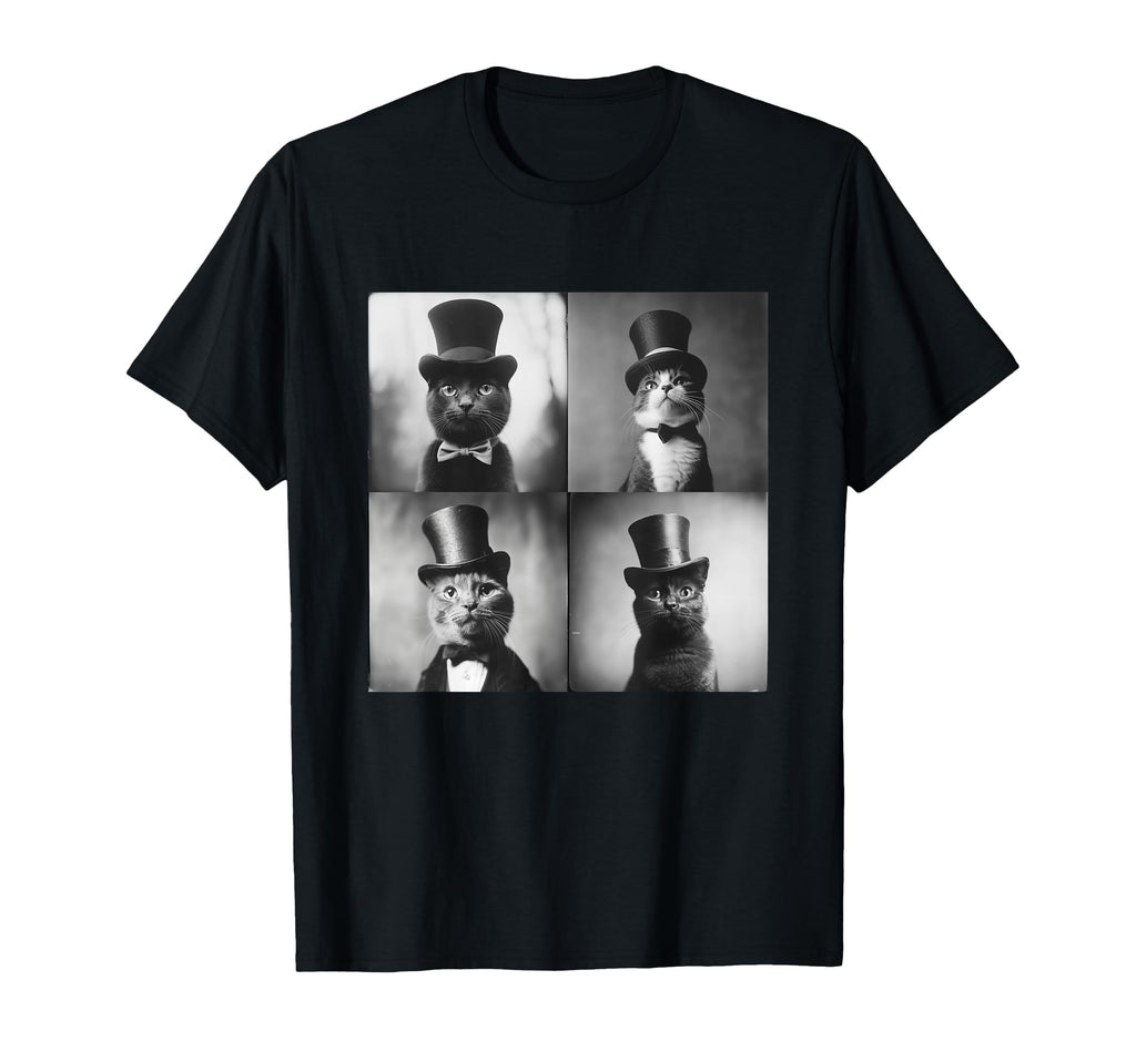 Cat Hat Photo Booth Portrait Collage T-Shirt - Graphic Print for Adults - T-Shirt, Sweatshirt, Hoodie