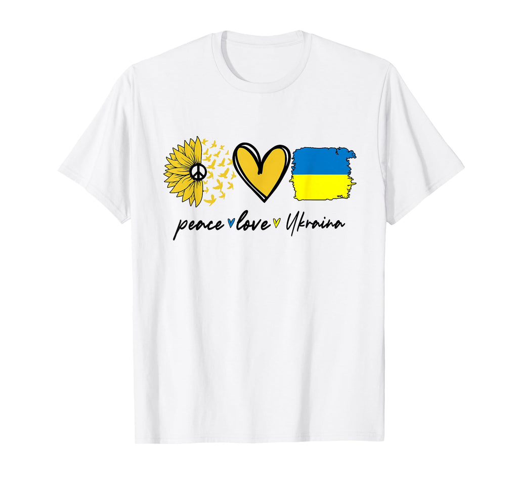 Peace Love Ukraine Sunflower Flag T-Shirt - Novelty Apparel for Adults - T-Shirt, Sweatshirt, Hoodie
