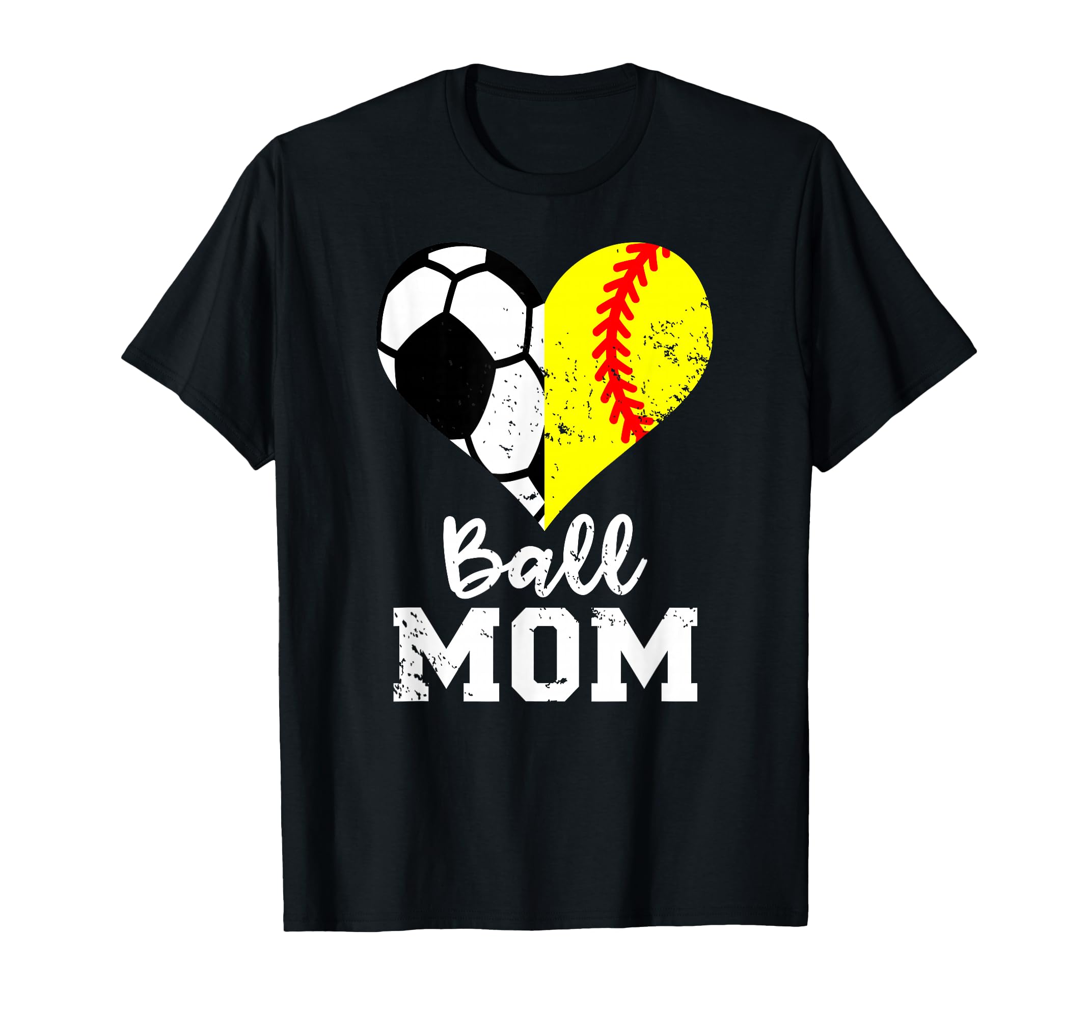 Ball Mom Heart Funny Softball Soccer T-Shirt - Aesthetic Graphic Men Women - T-Shirt, Sweatshirt, Hoodie