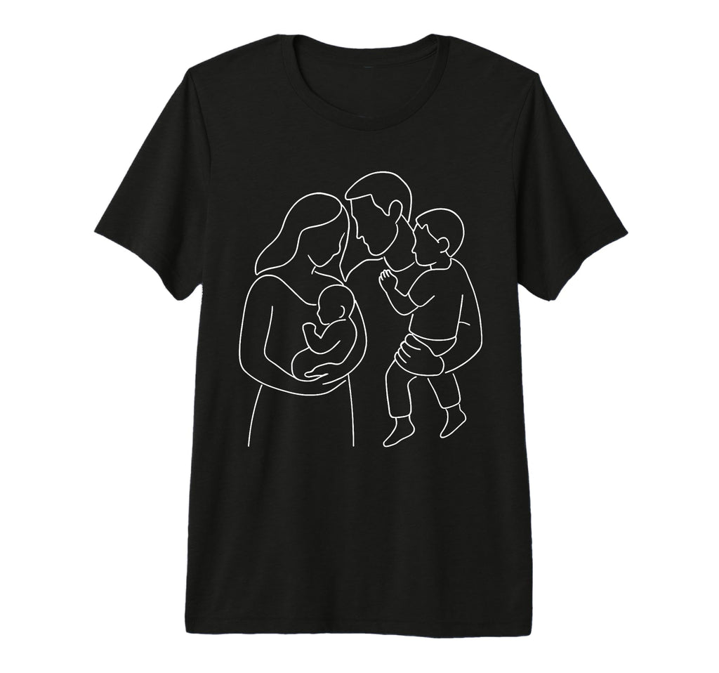 Family Line Art Mother Dad Son T-Shirt - Aesthetic Graphic for Adults - T-Shirt, Sweatshirt, Hoodie