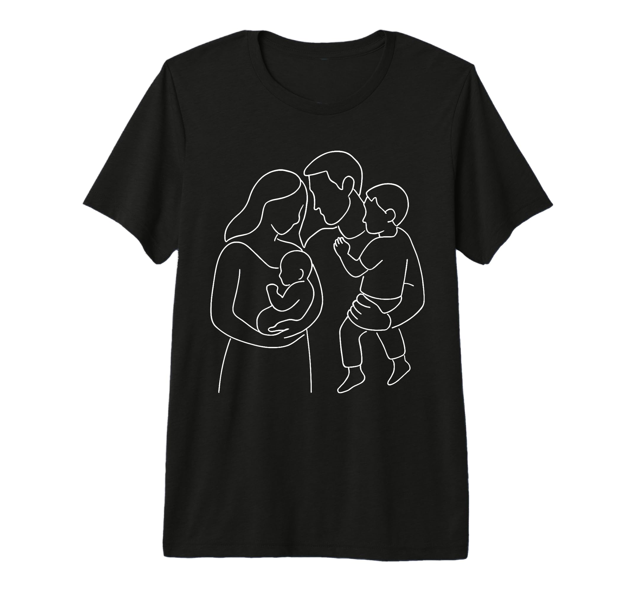 Family Line Art Mother Dad Son T-Shirt - Aesthetic Graphic for Adults - T-Shirt, Sweatshirt, Hoodie