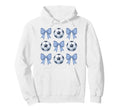 Soccer Coquette Toile Blue Bow Soccer Hoodie - Novelty Apparel for Adults - T-Shirt, Sweatshirt, Hoodie