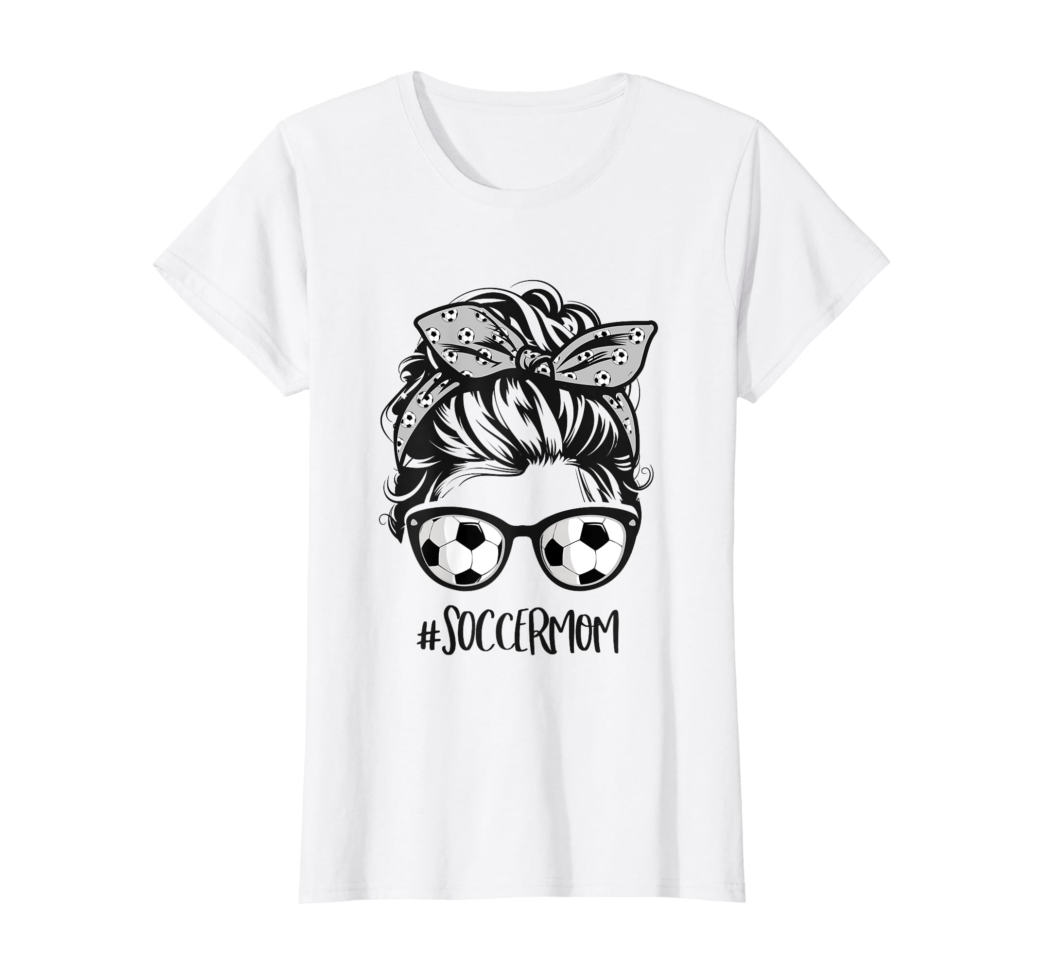 Soccer Mom Soccer Mothers Day Messy Bun T-Shirt - Graphic Print for Adults - T-Shirt, Sweatshirt, Hoodie
