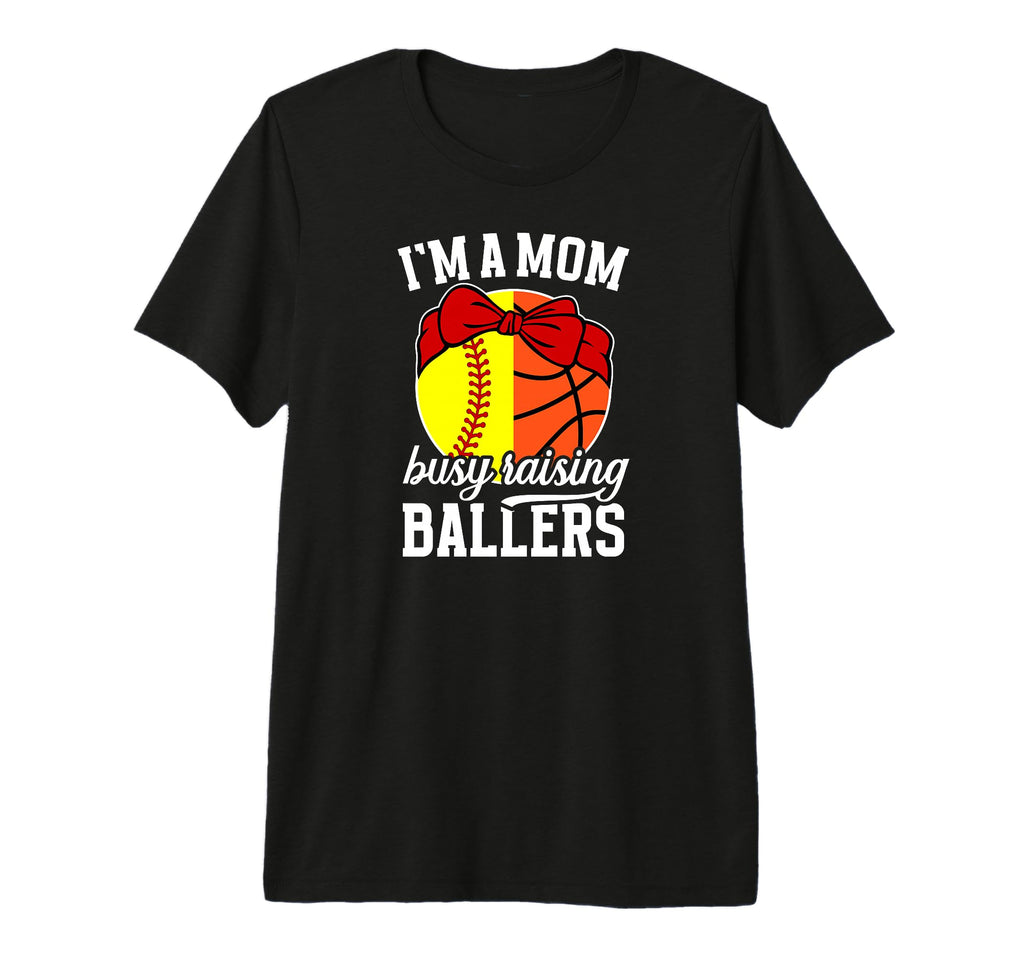 Im Mom Busy Raising Ballers Softball T-Shirt - Unique Graphic Men Women - T-Shirt, Sweatshirt, Hoodie