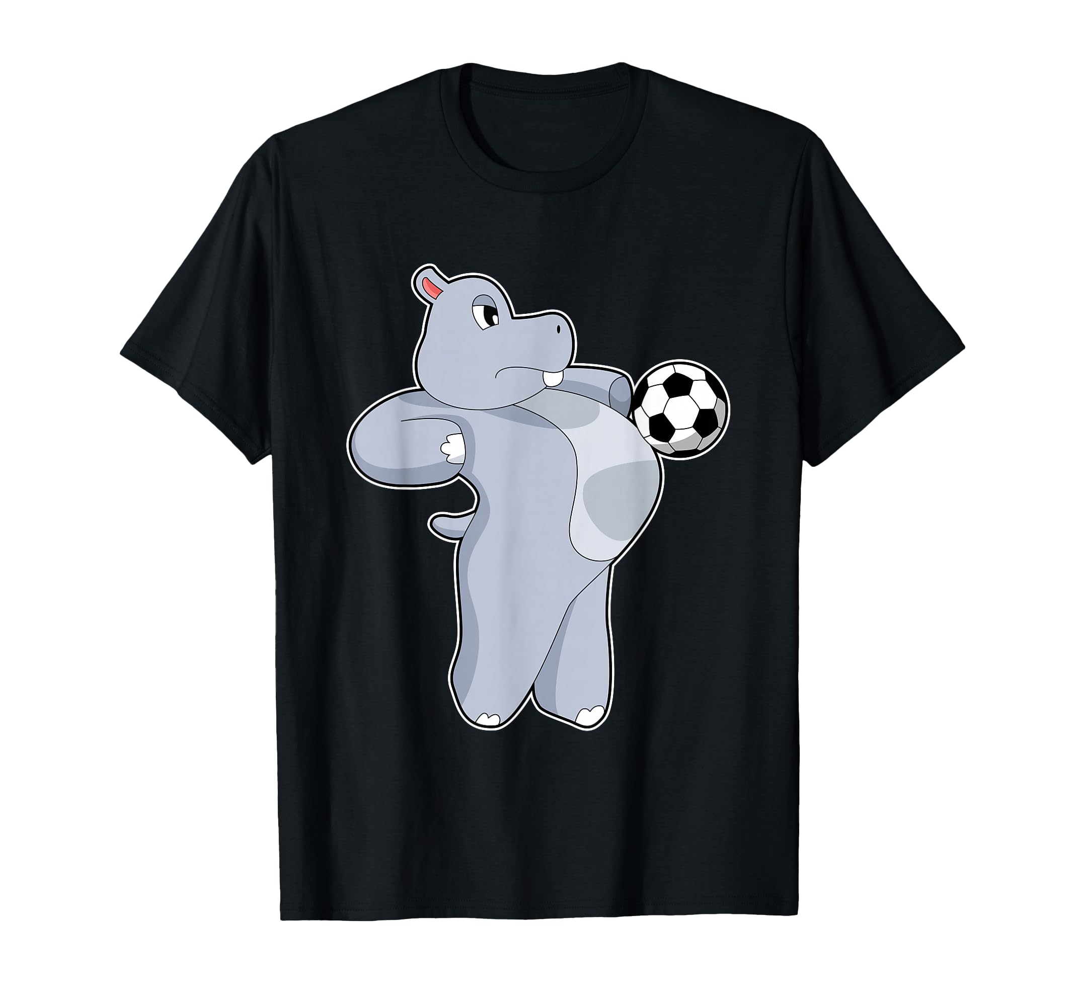 Hippo Soccer Player Soccer Sports T-Shirt - Custom Art Print Men Women - T-Shirt, Sweatshirt, Hoodie