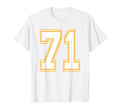Number 71 Red Yellow White Football T-Shirt - Novelty Apparel for Adults - T-Shirt, Sweatshirt, Hoodie