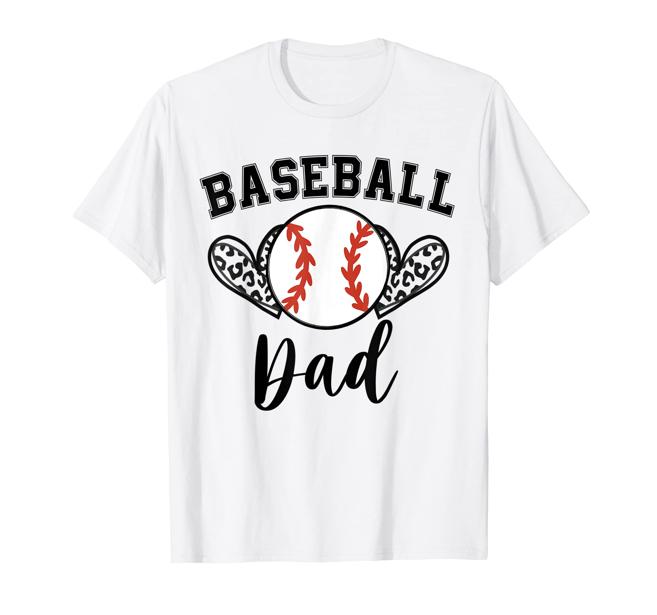 Baseball Dad Leopard Heart T-Shirt - Casual Everyday Wear for Adults - T-Shirt, Sweatshirt, Hoodie