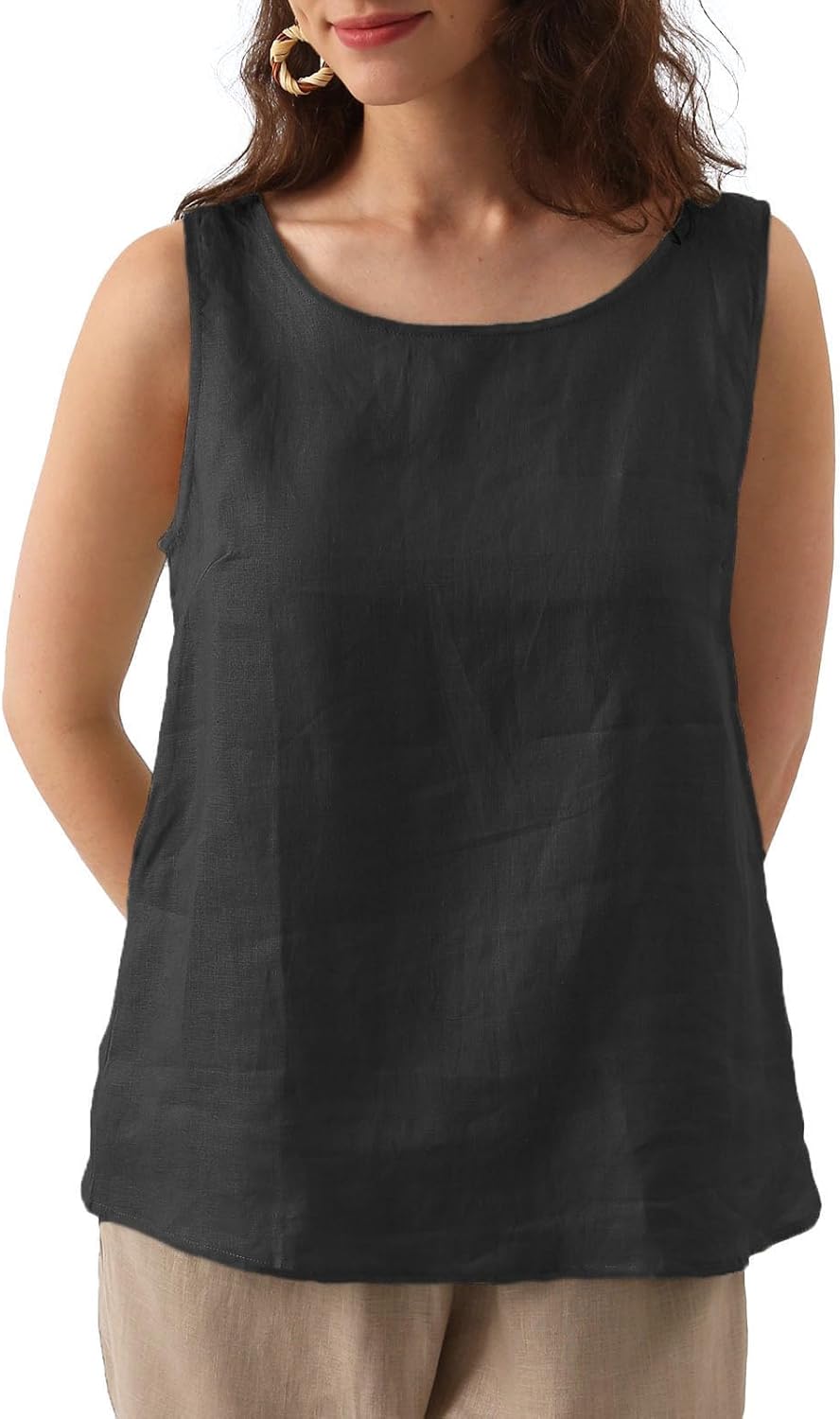 Natural Linen Sleeveless Tank Tops Basic Summer - Adult & Kids T-Shirts, Sweatshirts & Hoodies apparel design preview 1