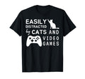 Easily Distracted Cats And Video Games T-Shirt - Novelty Apparel Unisex - T-Shirt, Sweatshirt, Hoodie