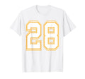 Number 28 Red Yellow White Football T-Shirt - Fun Novelty Design Men Women - T-Shirt, Sweatshirt, Hoodie