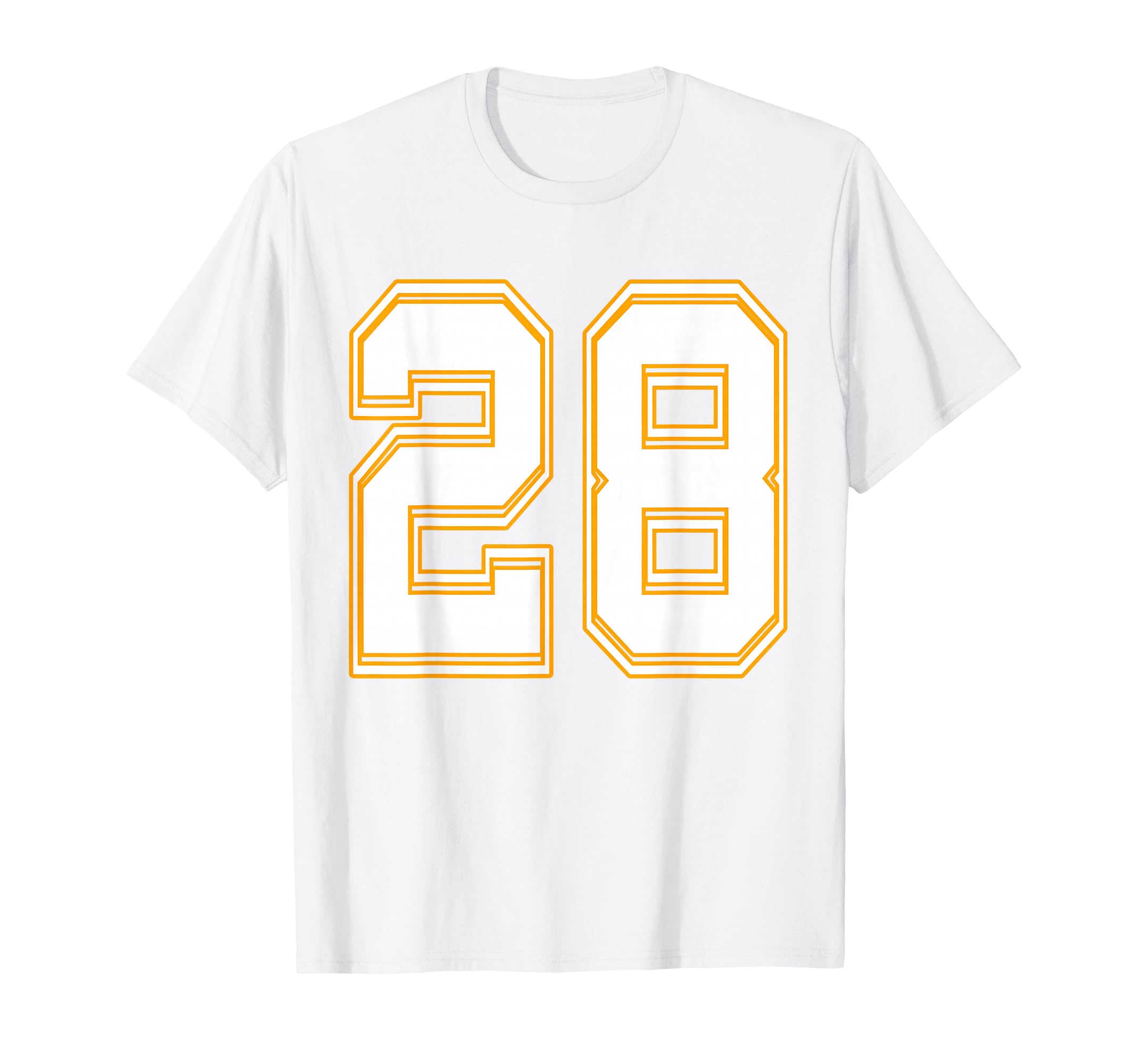 Number 28 Red Yellow White Football T-Shirt - Fun Novelty Design Men Women - T-Shirt, Sweatshirt, Hoodie
