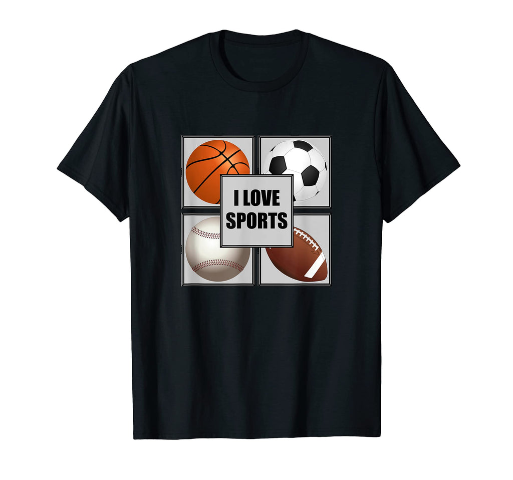 I Love Sports Baseball Basketball T-Shirt - Graphic Print Men Women - T-Shirt, Sweatshirt, Hoodie