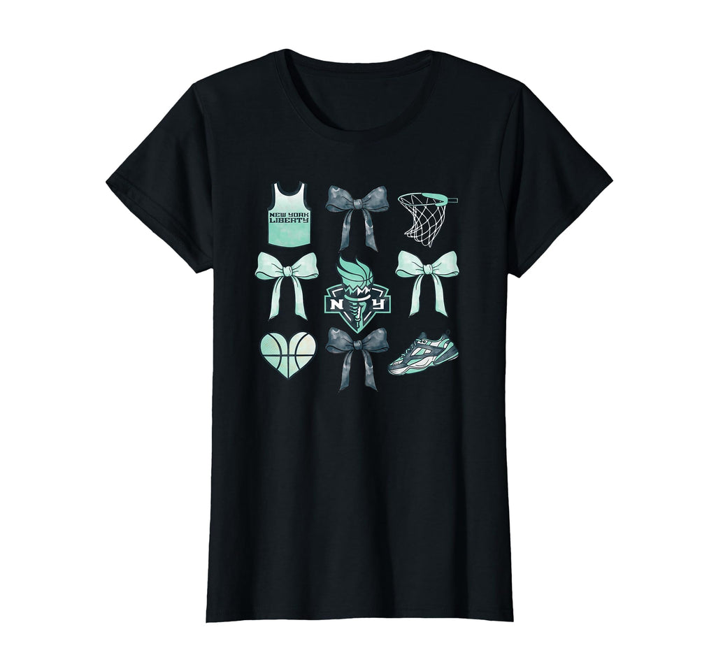 Wnba New York Liberty Bow Grid T-Shirt - Novelty Apparel for Adults - T-Shirt, Sweatshirt, Hoodie