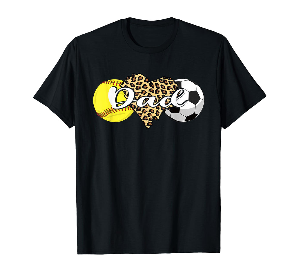 Dad Softball Soccer Leopard Heart T-Shirt - Aesthetic Graphic Men Women - T-Shirt, Sweatshirt, Hoodie