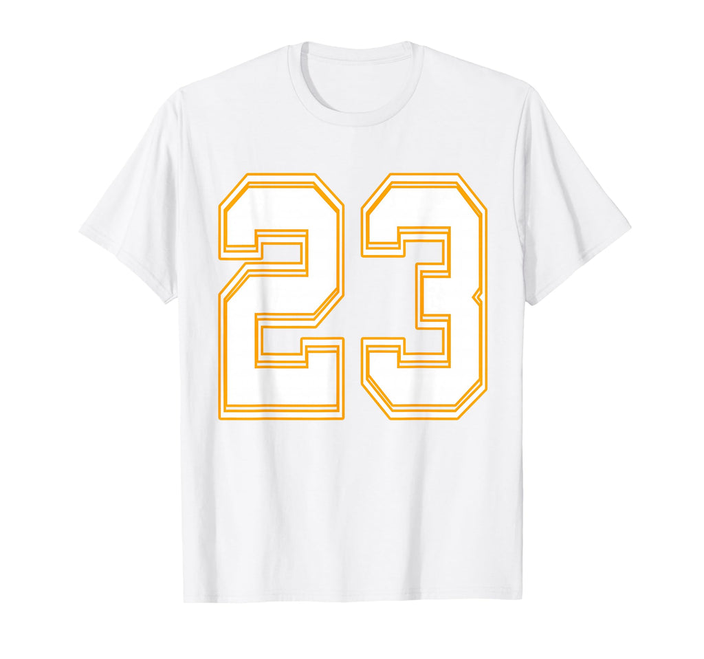 Number 23 Red Yellow White Football T-Shirt - Novelty Apparel Unisex - T-Shirt, Sweatshirt, Hoodie