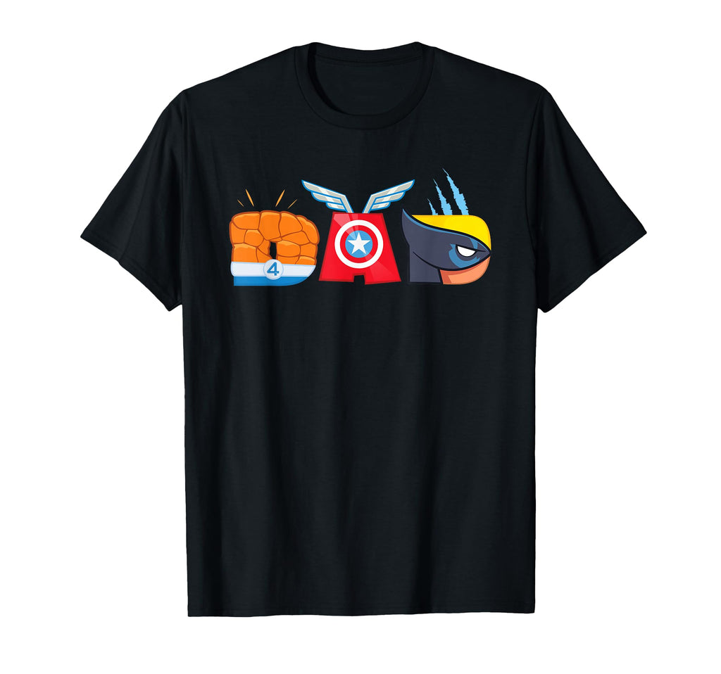 Marvel Super Heroes Dad Letters T-Shirt - Fun Novelty Design Unisex - T-Shirt, Sweatshirt, Hoodie