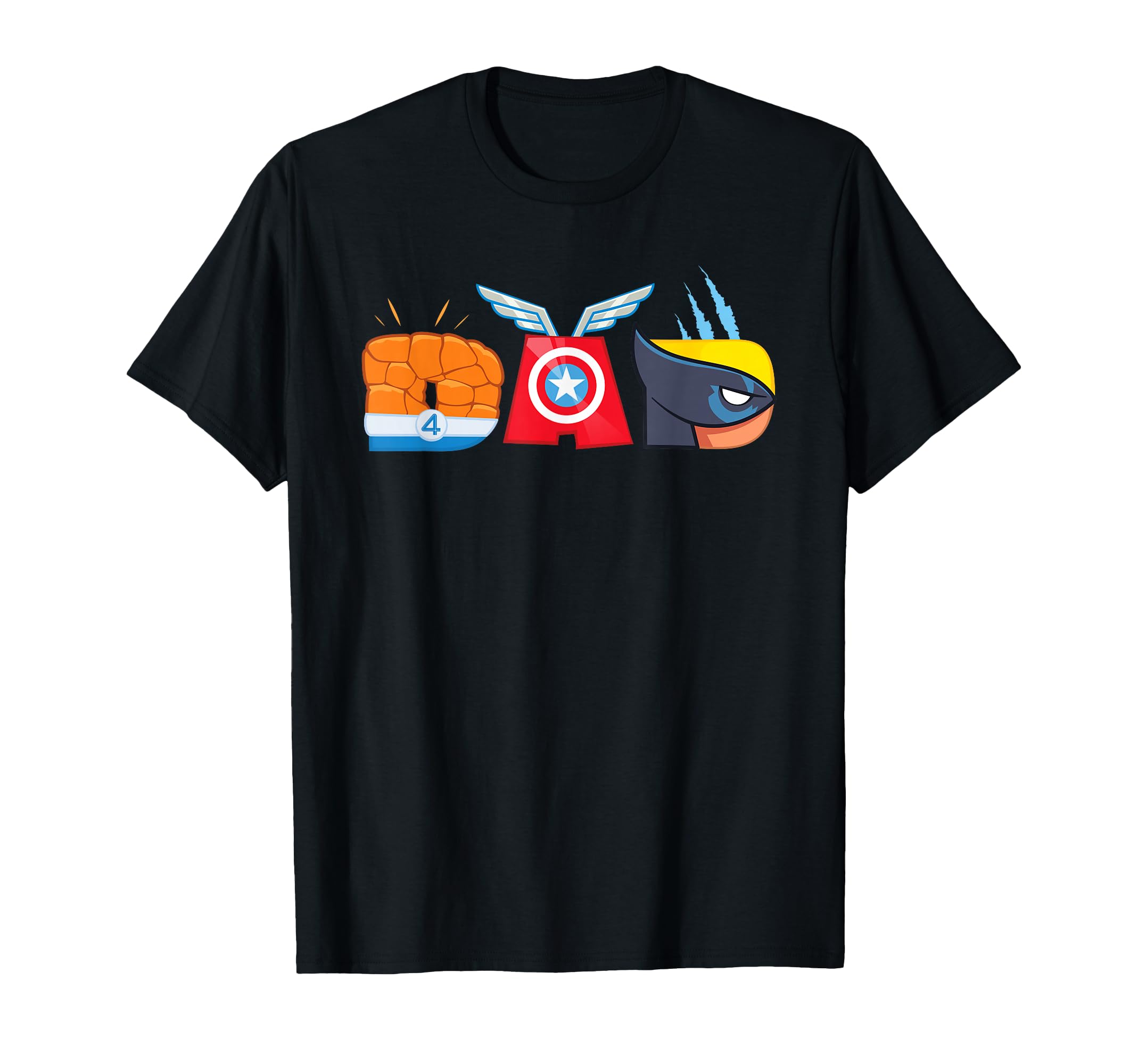 Marvel Super Heroes Dad Letters T-Shirt - Fun Novelty Design Unisex - T-Shirt, Sweatshirt, Hoodie