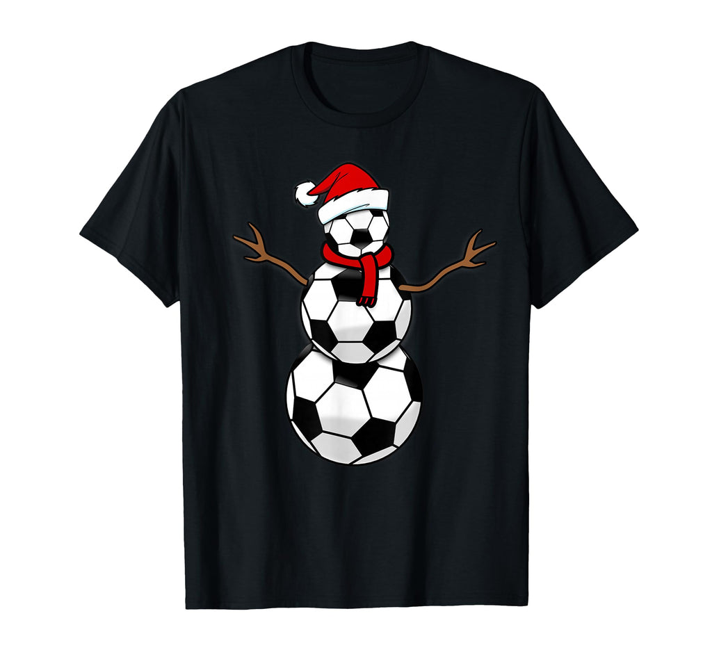 Funny Soccer Balls Santa Snowman T-Shirt - Fun Novelty Design for Adults - T-Shirt, Sweatshirt, Hoodie