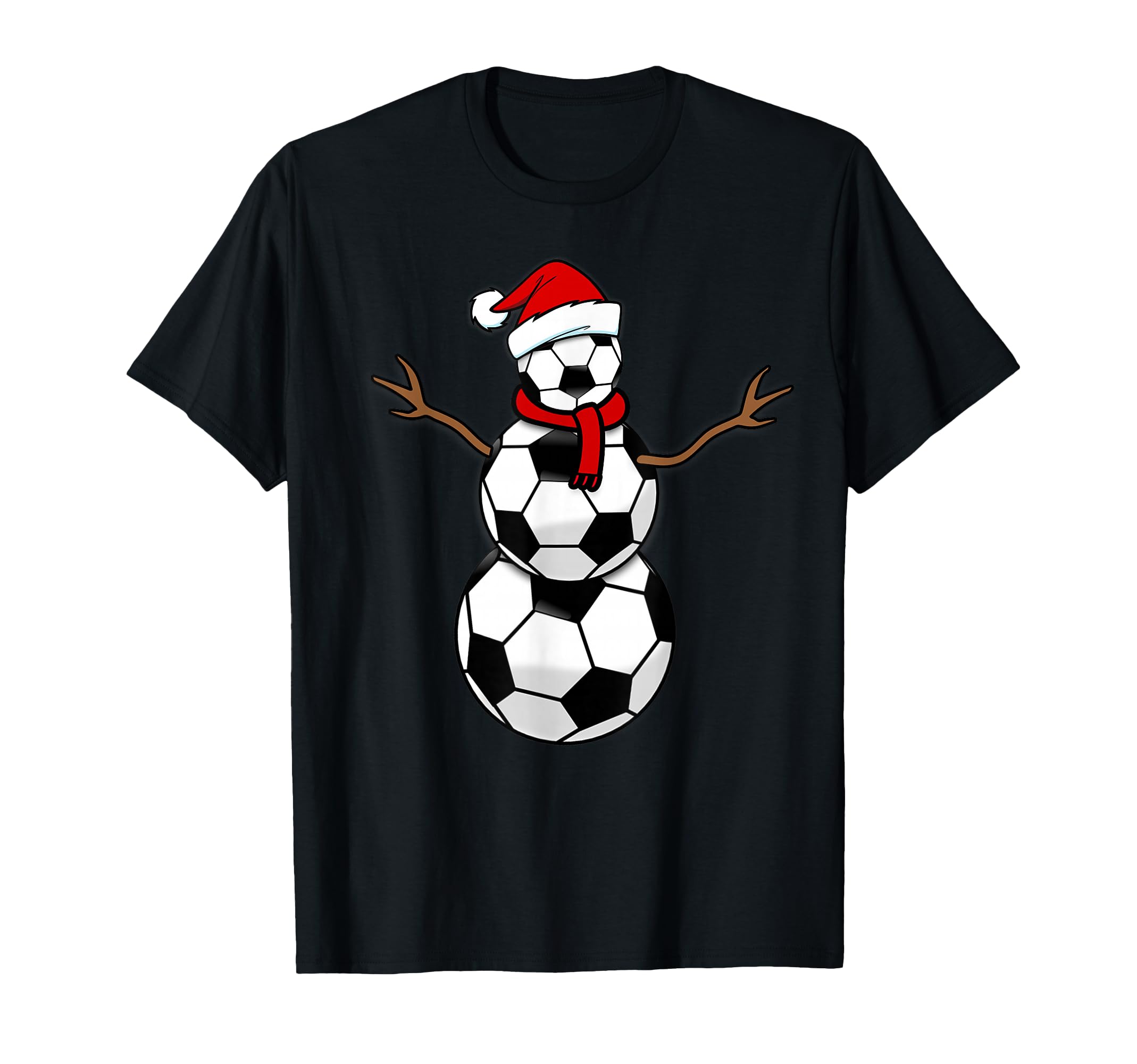 Funny Soccer Balls Santa Snowman T-Shirt - Fun Novelty Design for Adults - T-Shirt, Sweatshirt, Hoodie