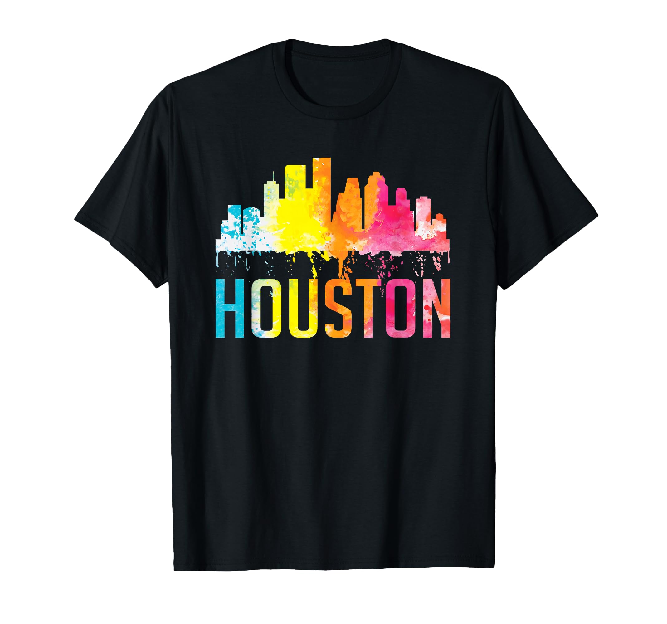 Houston Texas Watercolor Skyline T-Shirt - Casual Everyday Wear Men Women - T-Shirt, Sweatshirt, Hoodie